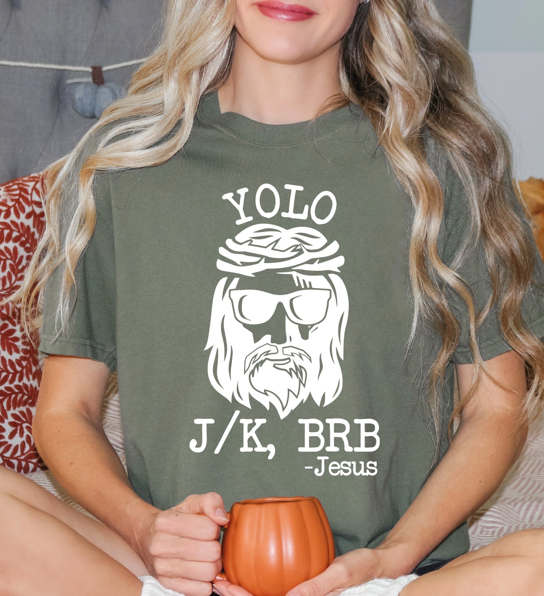 YOLO JESUS Comfort Colors Shirt, Easter T-Shirt, Women's Christian Tee, Funny Jesus J/K BRB Shirt, Humorous Easter Apparel, Faith-Based Gift